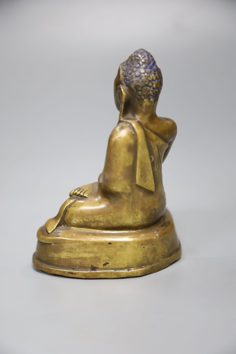 A late 19th century Burmese bronze figure of Buddha, height 15cm